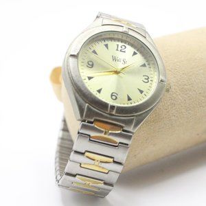 Vintage Wall St Classic Men's Watch Gray & Gold Stainless Steel Tone Runs 90's